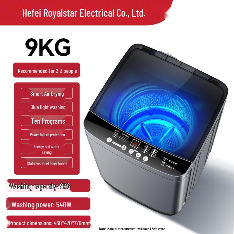 10kg Fully Automatic Washer-Dryer with Compact Pulsator for Households and Rentals