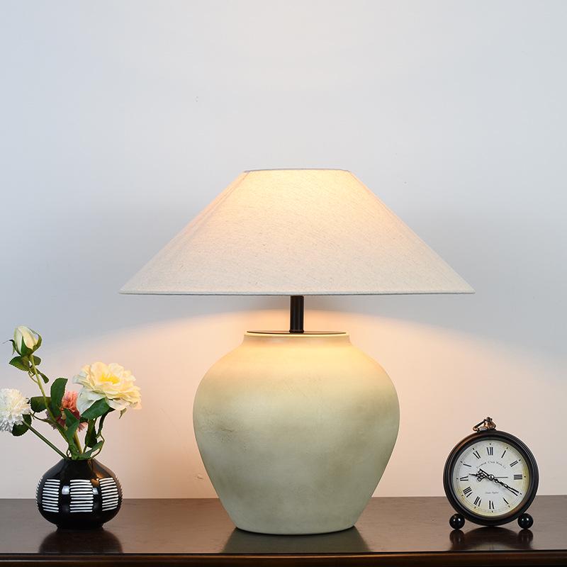 Wabi-Sabi Terracotta Table Lamp for Bedroom, Living Room & Hotel Décor - Japanese Retro Style