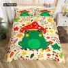 Duvet Cover Cartoon Mushroom Frog Cute Frog Duvet Cover for Kids Boys Girls Natural Wild Fungus Comforter Cover Pink Mushroom