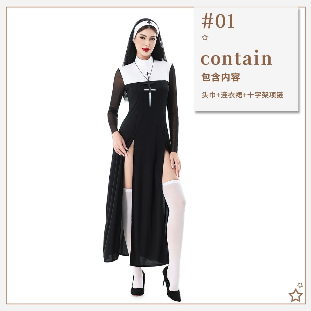 Adult costume cosplay sexy cross nun costume carnival cosplay costume