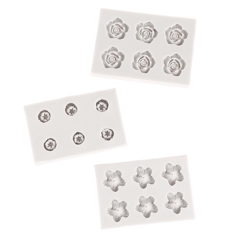 Mini Rose Camellia Daisy Flower Silicone Sugarcraft Mold Diy Clay Model Cake Decorating Tools Baking Accessories
