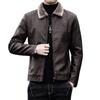 Leather Plus Everyday Wear [EXGXKEDG] Men's Jacket, Rider's Jacket, Thick, Windproof, Fleece-Lined, Outerwear, Lapel, Zipper, Pockets, Sizes, Casual,