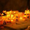 Halloween Candles, Orange Flameless Candles, Battery Operated LED Pillar Candles with Remote Timers Set of 3