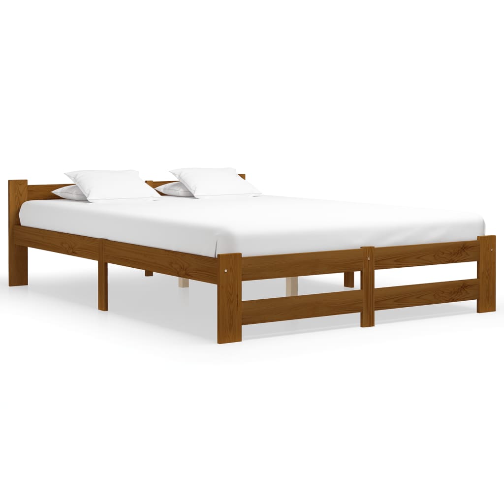Solid Pine Wood Bed Honey Brown 140 x 200 cm