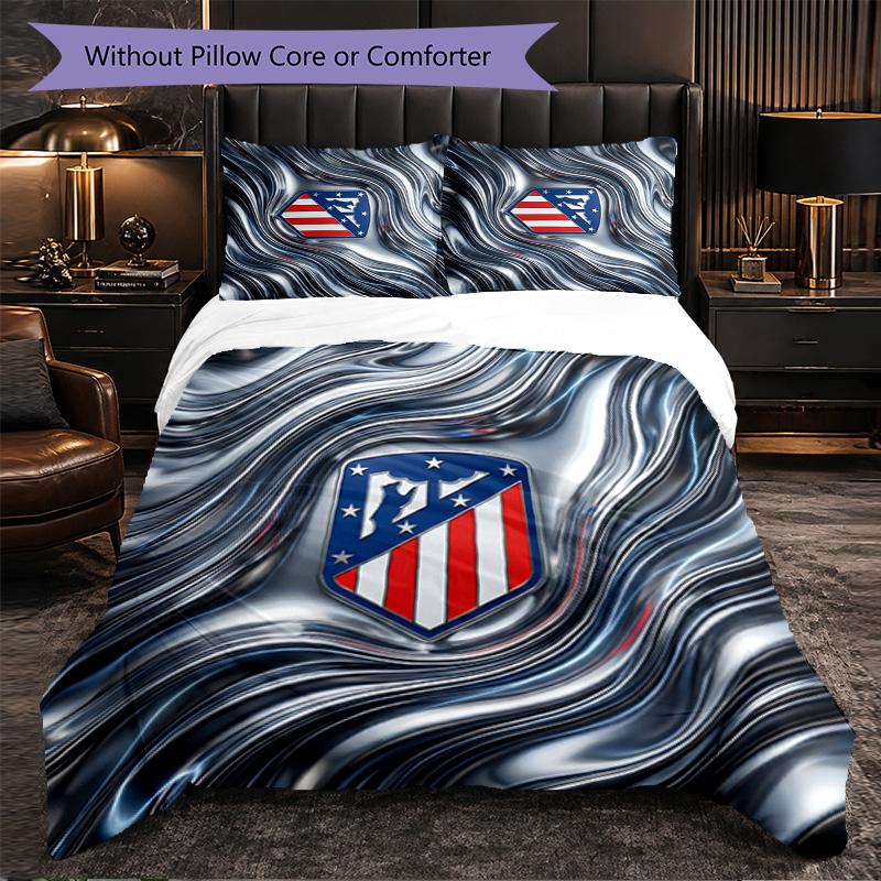 Set Lenzuola Atletico Madrid Modello 3 Pezzi Morbida Copripiumino in Microfibra con Federe per Camera da Letto