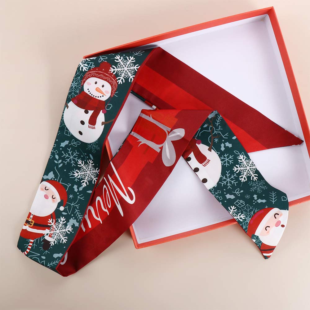 Red Bag Scarfs Accessories Long Silk Scarf Christmas Hair Band Hair Ribbon Female Printed Scarf