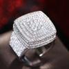 CAOSHI Chic Square Finger Rings with Sparkling Cubic Zirconia Versatile Design Silver Color Jewelry for Women Party Accessories