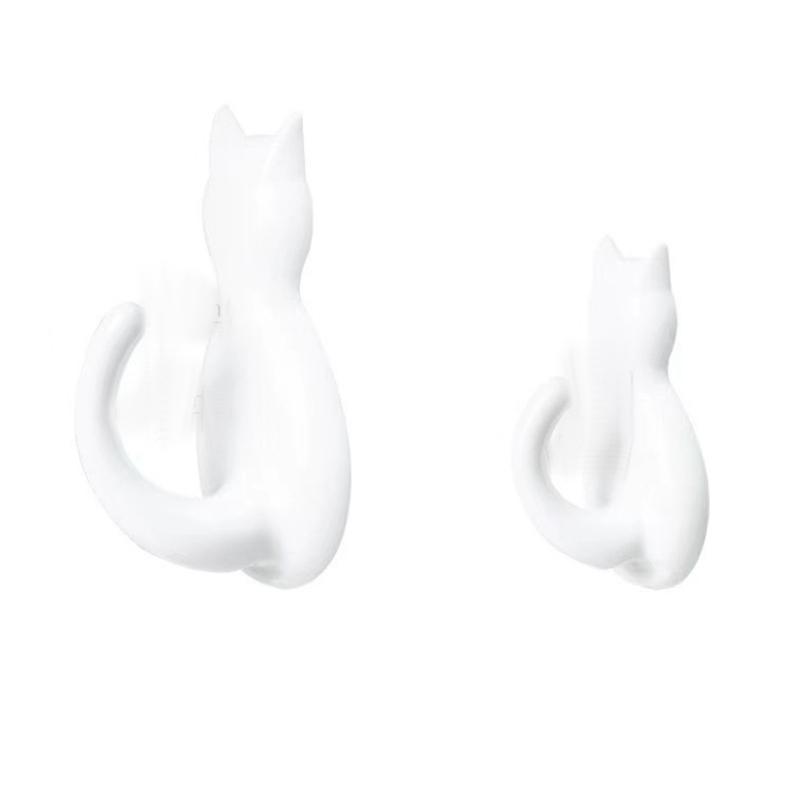 2pcs Cats Shaped Wall Mount Hooks with Strong Adhesive Backing Space Efficient Vertical Storage Hook For Keys Hats