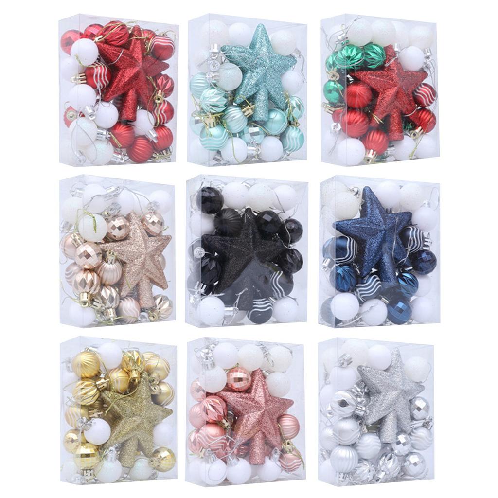 36-delars set av splittringsfria julgranskulor för att dekorera julgranar, hängande kulset för julpartydekorationer