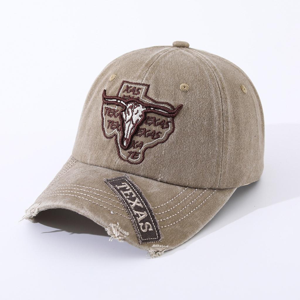 Cappello da Sole con Ricamo Patch Testa di Mucca in Cotone Lavato Cappellino da Baseball Cappello da Sole Cappello da Esterno Cappellino alla Moda