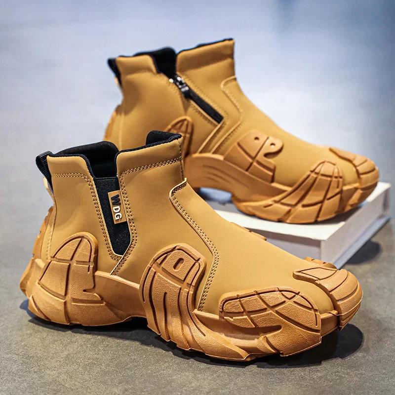 Men's Work Boots Anti-Slip Waterproof Spring Autumn Construction Site Men Boots Sports Shoes Round Toe Boots for Men