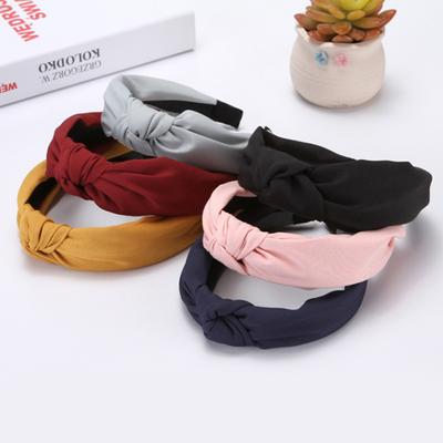 1 Piece  Solid Color Knot Headbands for Women Simple Fabric Girls Hairband Women Hair Accessories Wide Side Hair Band