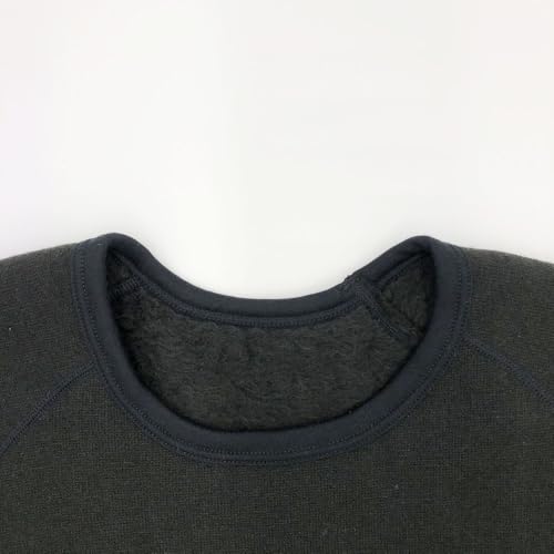 Mochihada Mochijoy Crew Neck Long Sleeve Shirt, Extra Thick, Men's, Size L, Black, Cold Weather Innerwear, Thick Fleece Lining, Perfect for Winter, Mo