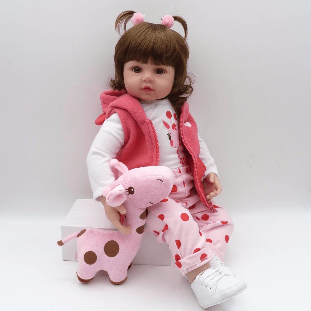 BZDOLL 48 CM 19Inch Full Soft Vinyl Baby Reborn Doll Toy for Girl Bebe Boneca Kid Dress Up Birthday Gift Toy