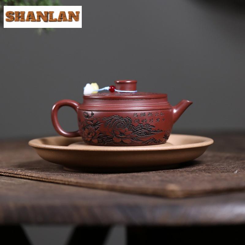 160ml Yixing Lila Ton Teekannen Handgemacht Großkalibriger Topf Roher Ton Drachenblut Sand Teekocher Mit Sieb Zisha Tee