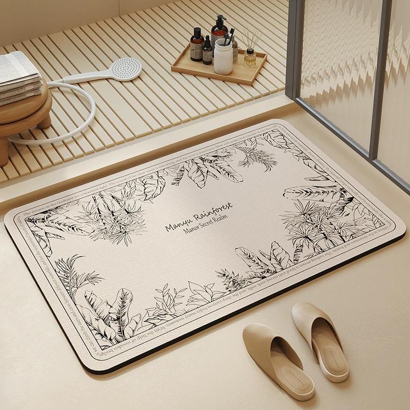 Bathroom Mats Cream Wind Diatom Mud Absorbent Pad Bathroom Entrance Mat Bathroom Toilet Quick-Drying Non Slip Carpet