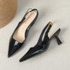 High Heeled Shoes for Women Summer New with Pointed Thin Heels A Straight Buckle Strap Women's Shoes with Toe Caps Empty Sandals