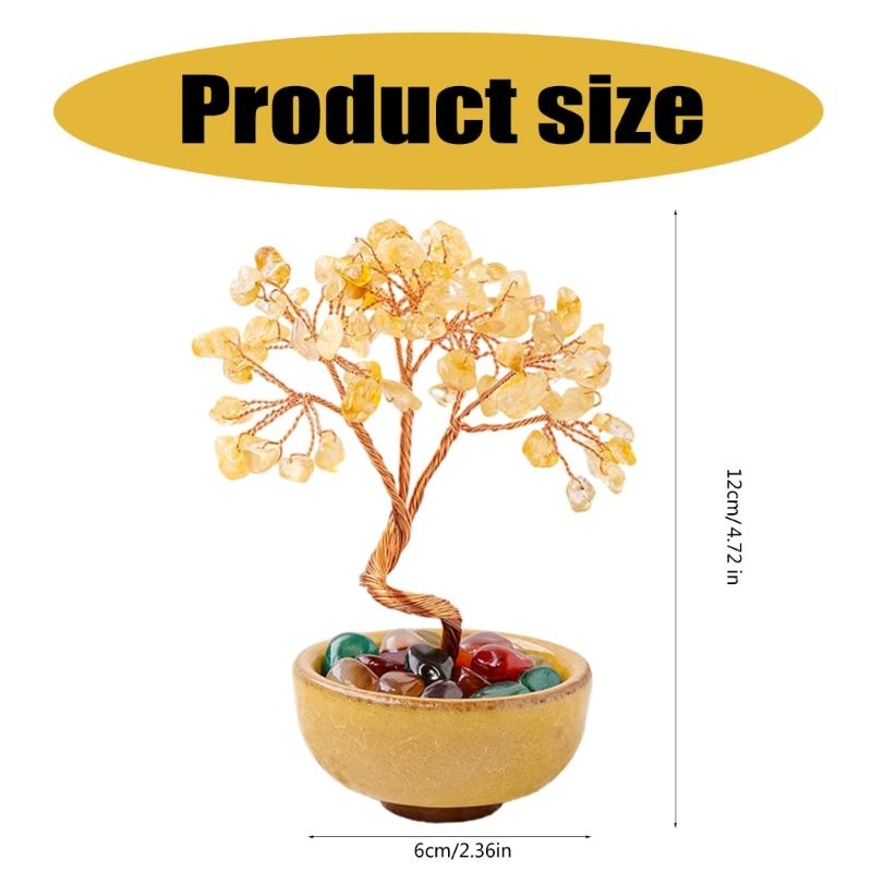 Crystal Gemstones Money Tree Gemstones Tree Natural Stone Tree for Financial Stability and Success, Office Desk Decors