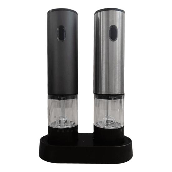 Elektrisches Salz- und Pfeffermühlen-Set mit LED-Licht, einstellbarer Mahlgrad, Salzmühle, wiederaufladbare Pfeffermühle für BBQ, Camping