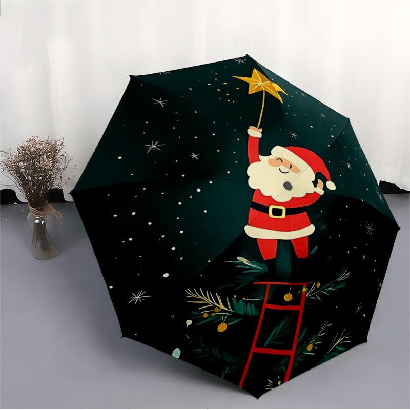 1pc Christmas Santa Fashionable Automatic Opening/Closing Folding Umbrella with 8 Bones, Windproof Portable, Daily Use143