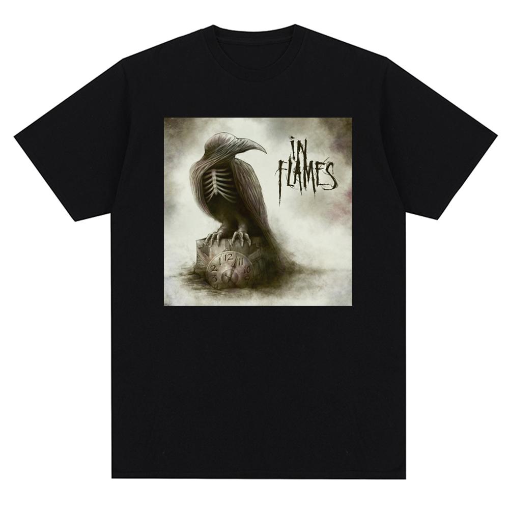 In Flames Metal Music Pattern Printed T-shirt Oversized Tops  New Harajuku Casual Short Sleeve T Shirt Unisex Clothing