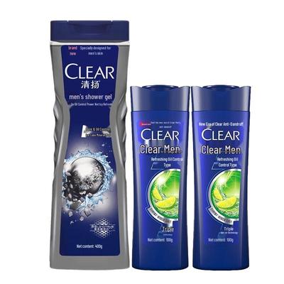 Clear Men Oil Control Deep Cleanse Shower Gel & Portable Shampoo Set