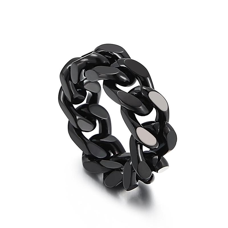 Kalen Smooth 8/9mm High-Quality Stainless Steel Cuban Link Rings for Men Multicolor Couple Anillos Trend Jewelry Bicycle Chain
