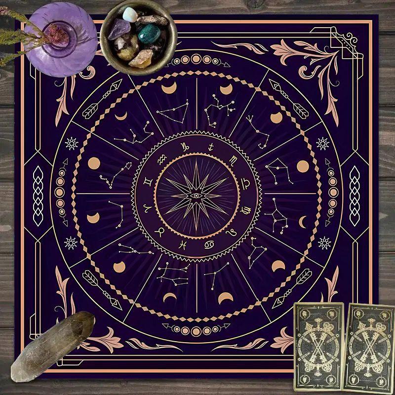 Starry Tarot Flannel Mat Anti Slip Square Card Cloth Multi Patterns Altar Decor Tarot Oracle Layout Soft Mat for Divination Game