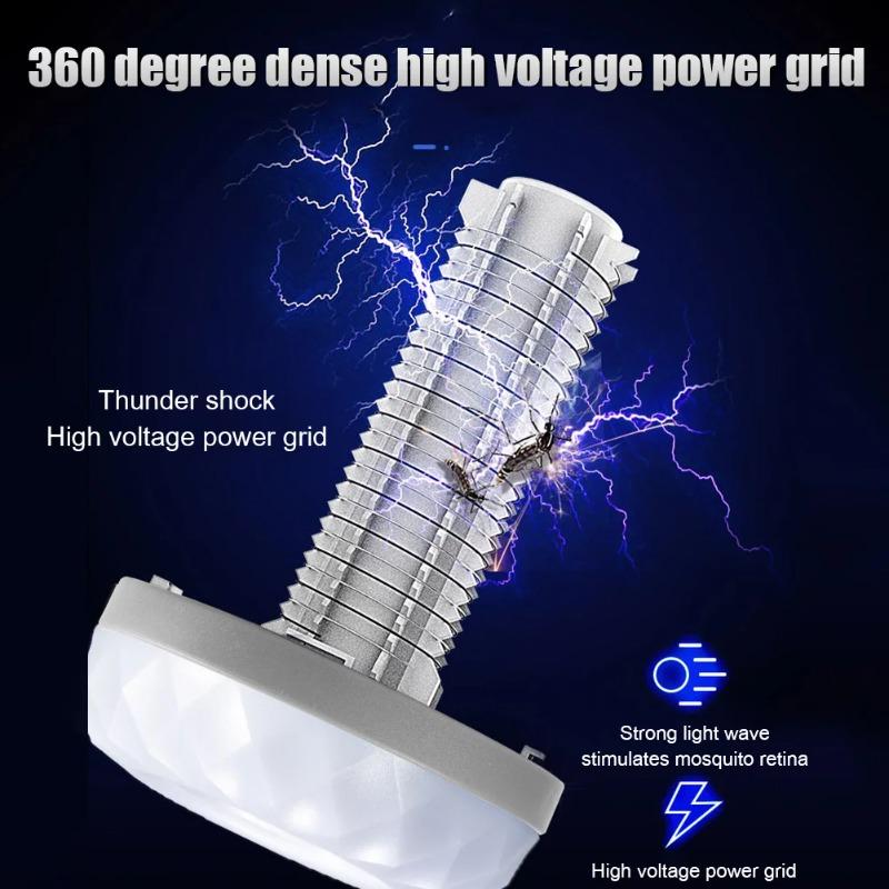 Solar LED Mosquito Killer Lamp Harmless Electric Shock Insect Trap Eco-Friendly Waterproof with Hook for Outdoor Summer Use