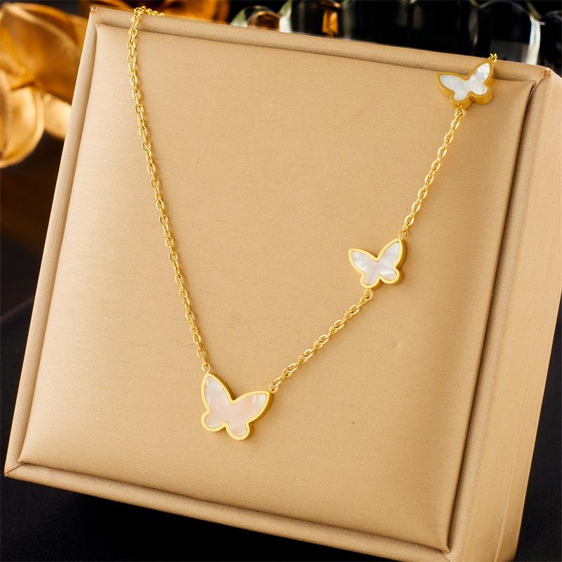 

DIEYURO Ожерелье с подвеской-бабочкой из нержавеющей стали 316L для женщин, девушек, новая трендовая цепочка для ключиц, не тускнеющая, с цирконом, подарки, колье