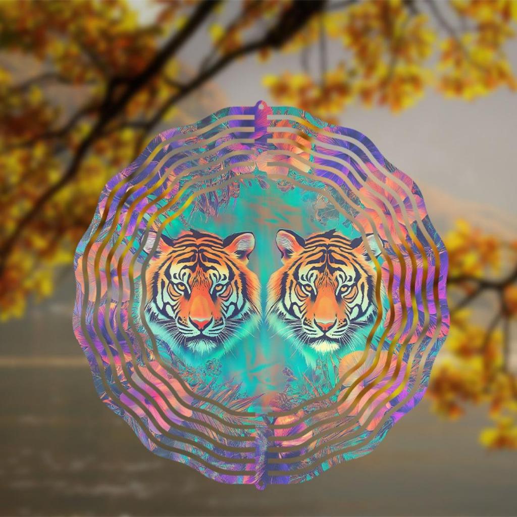 Outdoor Windspiel 2D Flach Offenes Chrysanthemenmuster Hängende Dekoration für Frühling Sommer Balkon Hof Künstlerisches Dynamisches Design