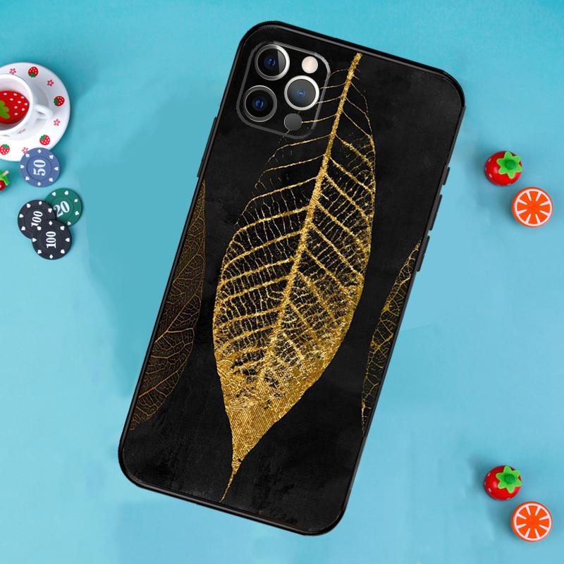 Luxury Gold Foil Art Phone Case For iPhone 17 Air 16 15 14 13 11 12 Pro Max 13 12 mini 15 16 Plus 16e Cover Funda