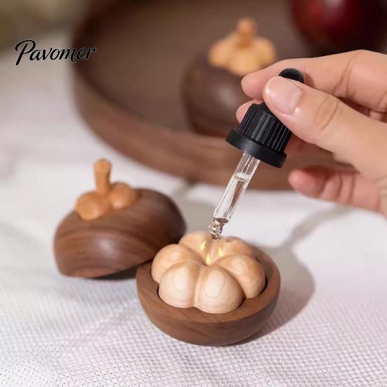 Minimalist Wood Aroma Diffuser Mangosteen Passive Oil Diffuser, Wooden Essential Creative Aromatherapy Yoga Meditation Scent Tool Diffusers,