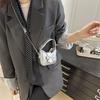 Handbag Bow Buckle PU Bag Mini Women's Shoulder Bag Casual Silver Bucket Bag  Women