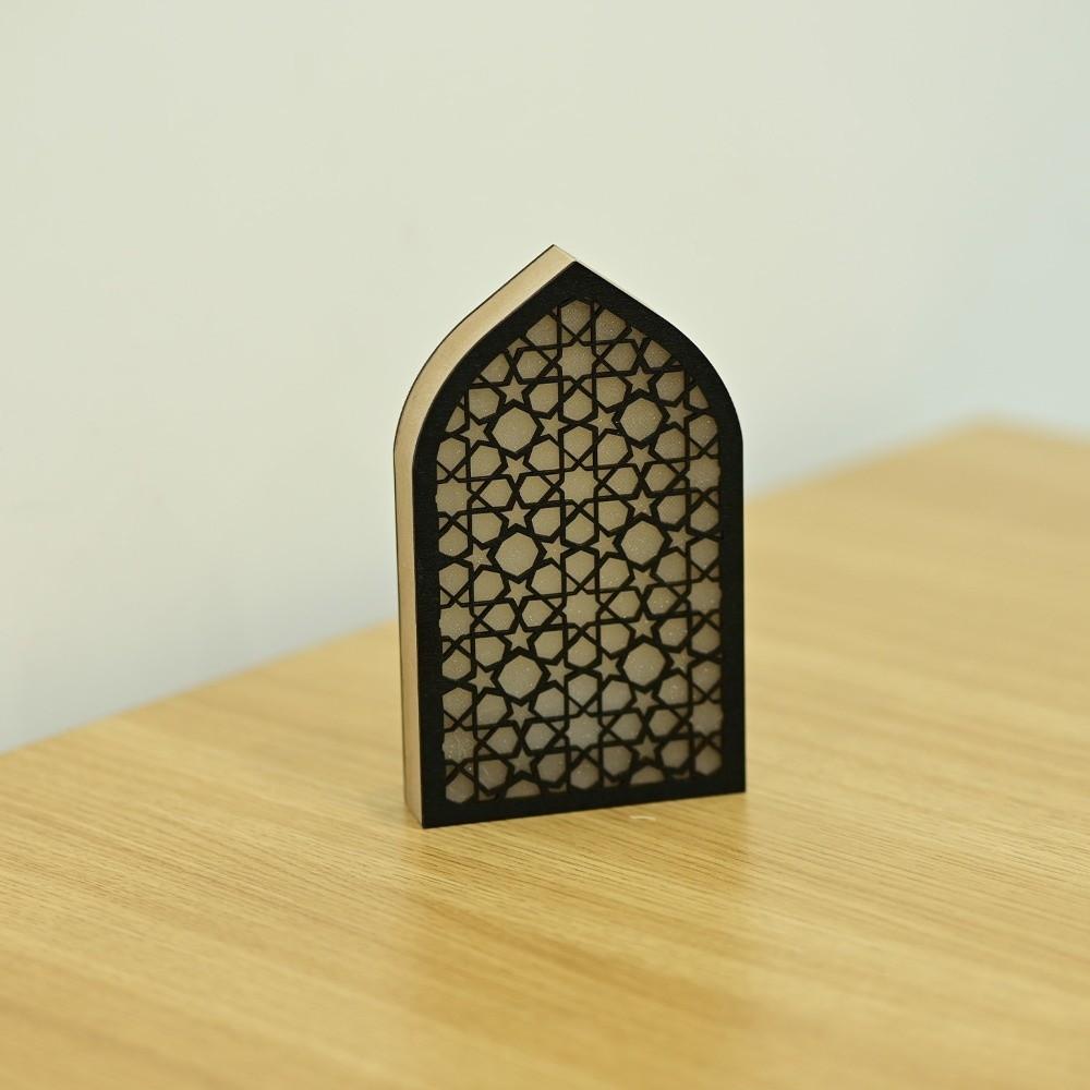 LED Eid Desktop Ornament Creative Eid Wooden Decoration Handmade Night Light Ornament  Banquet