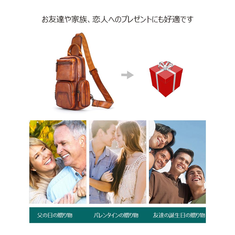 Whatna Antik-Stil Gerbte Natürliche Rindsleder Ein Schultertasche für Herren, 3-Wege, Crossbody, Mini Body Bag, Brusttasche, Echtes Leder, Dick,