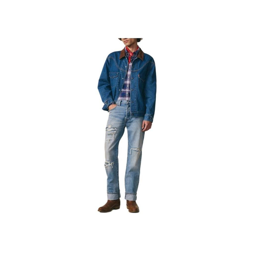 Levis Casual Comfortable Simple Color Block Collar Single-Breasted Long Sleeve Denim Jacket Men Jackets 002WN-0000