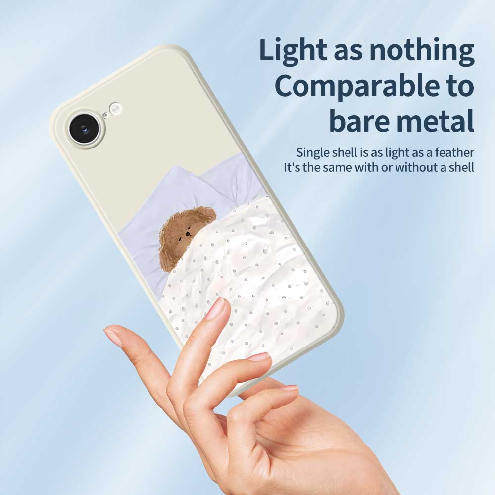 For iPhone 16e Case Cute Sleeping Dog Pattern Printing Straight Edge TPU Phone Back Cover