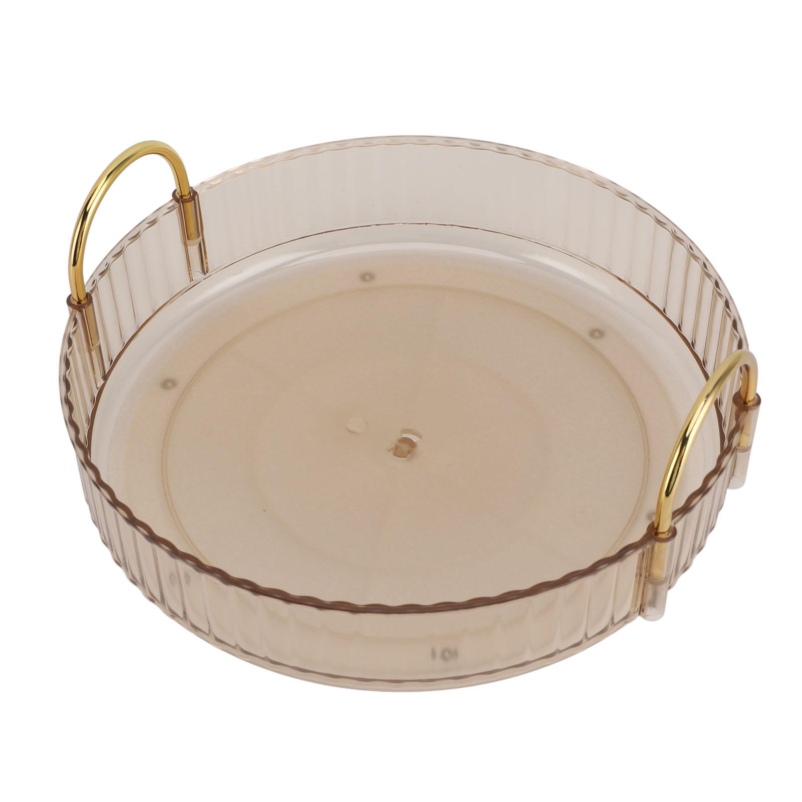 

Round Storage Tray 360 Degree Rotating Waterproof Clear Desktop Organizer Display Tray with Dual Handles for Bedroom жёлтый