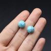 1 Paar kreative niedliche Kugel-Ohrringe mit natürlichem Edelstein, europäischer und amerikanischer Stil, Ohrstecker, Achat, blauer Türkis, Ohrstecker für Damen, Schmuck, 8 mm