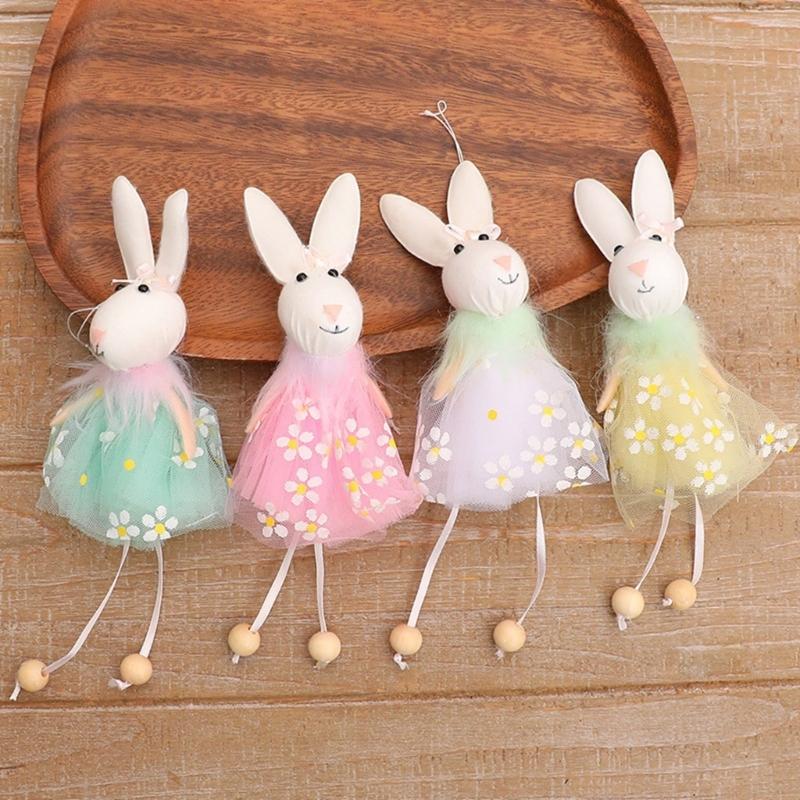 Colorful Holiday Rabbit Statue in Gauze Skirts for Indoor and Outdoor Holiday Decoration