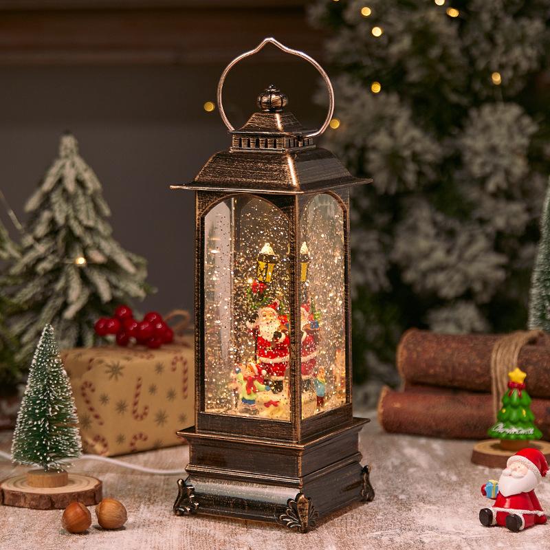 New Christmas decorations, glowing snow music box, Christmas wind lantern, Christmas gift ornaments, Santa Claus lantern