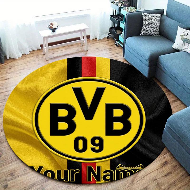 Borussia Custom Name Round Area Rug,Carpet Rug for Living Room Bedroom Sofa Playroom Decor,Non-slip Floor Mat