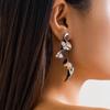 Vintage Punk Irregular Metal Twisted Long Drop Earrings for Women Creative Geometric Gold Color Waves Earrings Jewelry