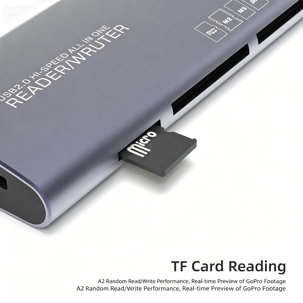 6v1 USB HUB Type-C HUB Multifunkční čtečka karet Dokovací stanice SD/TF/XD/CF/MS/M2 Adaptér pro paměťové karty pro fotoaparát