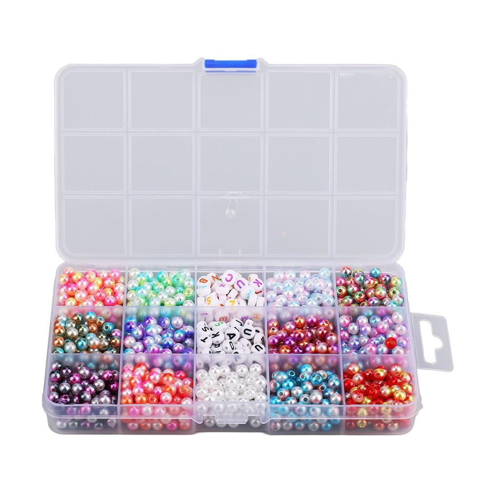 15 Grid DIY Faux Pearl Beads DIY Loose Beads Set Beads Jewelry Necklace Accessories Set