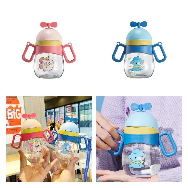 Hochwertiger Kinder-Trinkbecher mit Strohhalm 360 ml Cartoon-Design Leicht Geeignet für Kinder Nicht isoliert