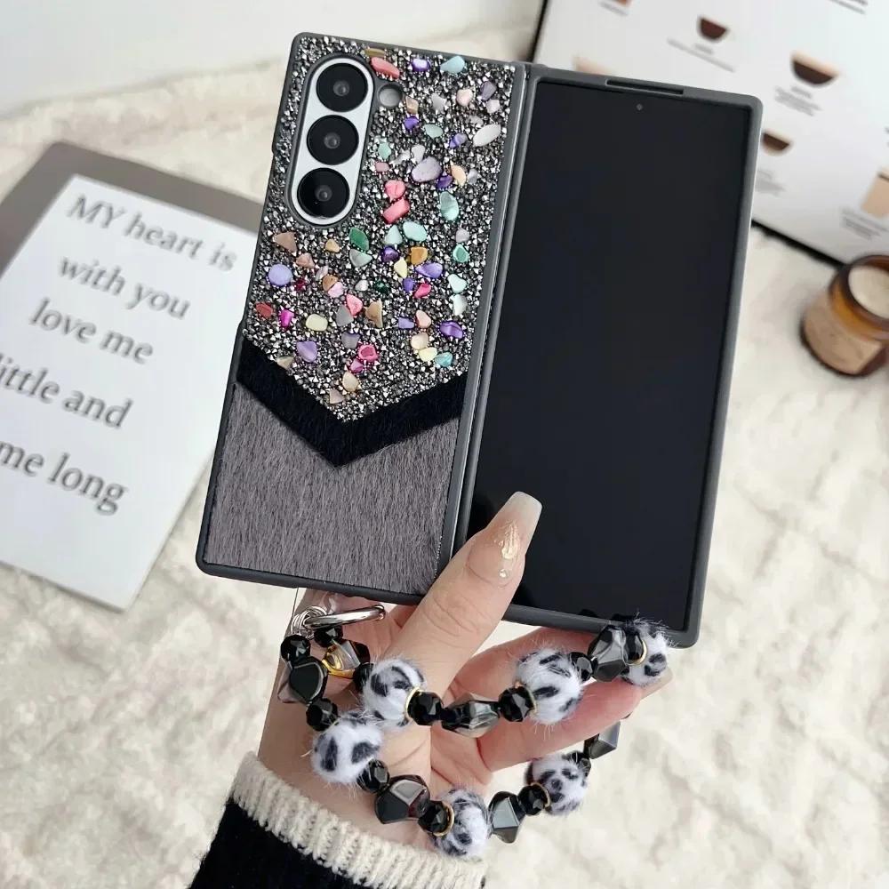 Wrist Strap Phone Case for Samsung Galaxy Z Fold 6 5 4 Fold6 Fold5 Fold4 Fold3 5G Plastic Hard Shell Protective Cover