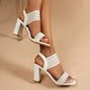 Elegant Ladies Beige String Bead Sandals Summer 2025 High Heels Pearl Mesh Dress Shoes Woman Banquet Party Shoes Sandalias Mujer