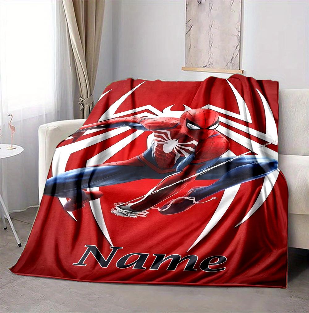 Custom Name Spider-Man Suit Flannel Blanket Throw Blanket Soft Warm Sofa Bed Decor Unique Gift